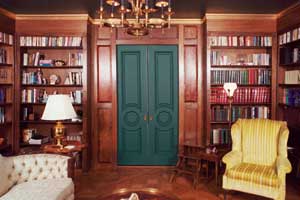 Solid Mahogany English Library by Artisans of the Valley Pocket Doors Closed View