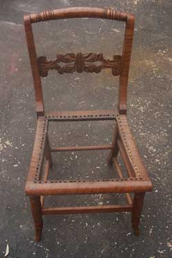 Tiger Maple caned seat chair Restored