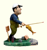 Artisans of the Valley - Hand Carved & Painted Fisherman - Side View