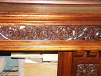 Antique Mahogany Mantle - Carving Closeup After Restoration