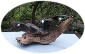 Flying Geese Decoy Carving - Broken Wing After Restoration Front Angle