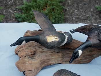 Flying Geese Decoy Carving - Broken Wing Before Restoration Closeup