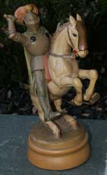 Arni Carved Wooden Figure Chess Set - Knight After Restoration