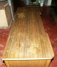 Golden Oak - Carved Lady's Desk Top View Before Restoration