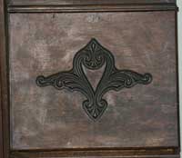 Golden Oak Secretary Before Restoration Carving View