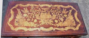 Marquetry Bridge Table Surface Before Restoration