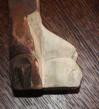 Victorian Chair Restoration - Replacment Paw Foot Section Hand Carving Completed Before Finishing Right Angle