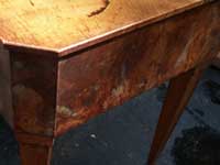 Burl Walnut Piano Desk - Before Restoration Side View