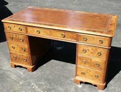 Edwardian Burl Walnut Desk Before Restoration