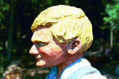 Artisans of the Valley feature Chainsaw Carving by Bob Eigenrauch - Fishing Boy Head Closeup Profile
