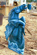 Artisans of the Valley feature Chainsaw Carving by Bob Eigenrauch - Painted Blue Fantasy Horse Profile 2