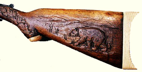 Hand Carved Gunstock - Bear Gunstock carving