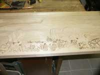 Hand Carved Wildlife Buffalo Scene Panel In Progress