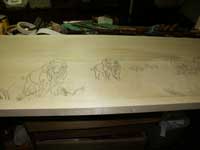 Hand Carved Wildlife Buffalo Scene Panel In Progress