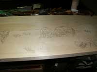 Hand Carved Wildlife Buffalo Scene Panel In Progress
