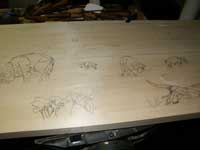 Hand Carved Wildlife Buffalo Scene Panel In Progress