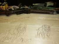 Hand Carved Wildlife Buffalo Scene Panel In Progress